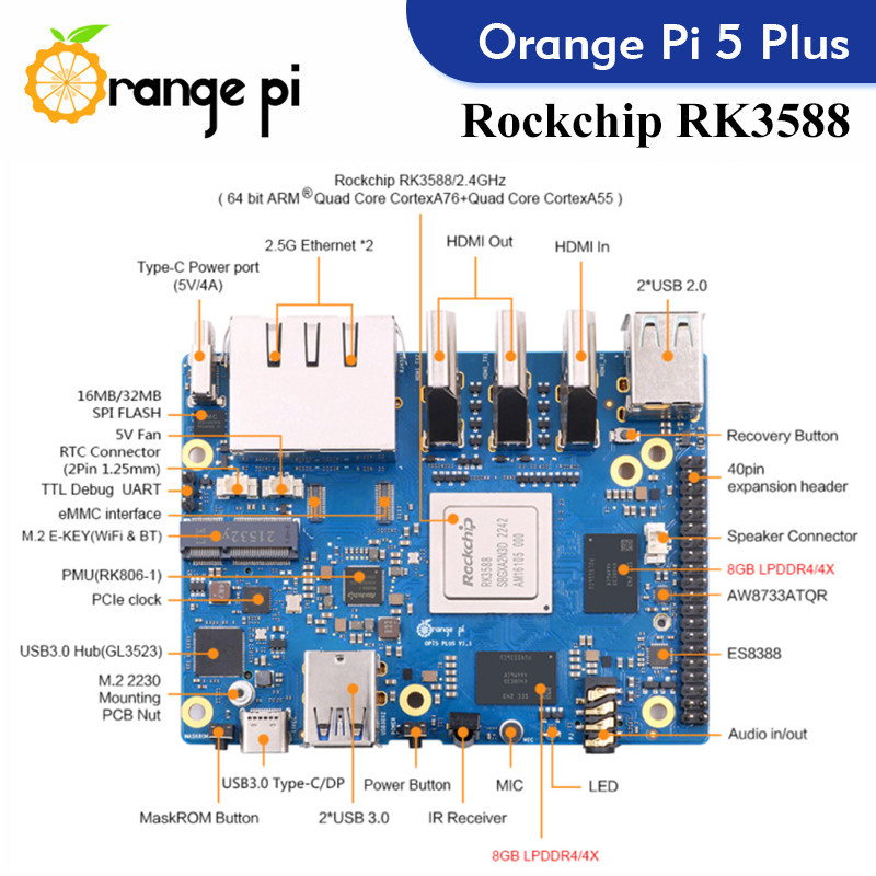 오렌지 파이 5 플러스 싱글 보드 컴퓨터 RK3588  - Radxa Rock 5B 16Gb 리뷰 및 가격